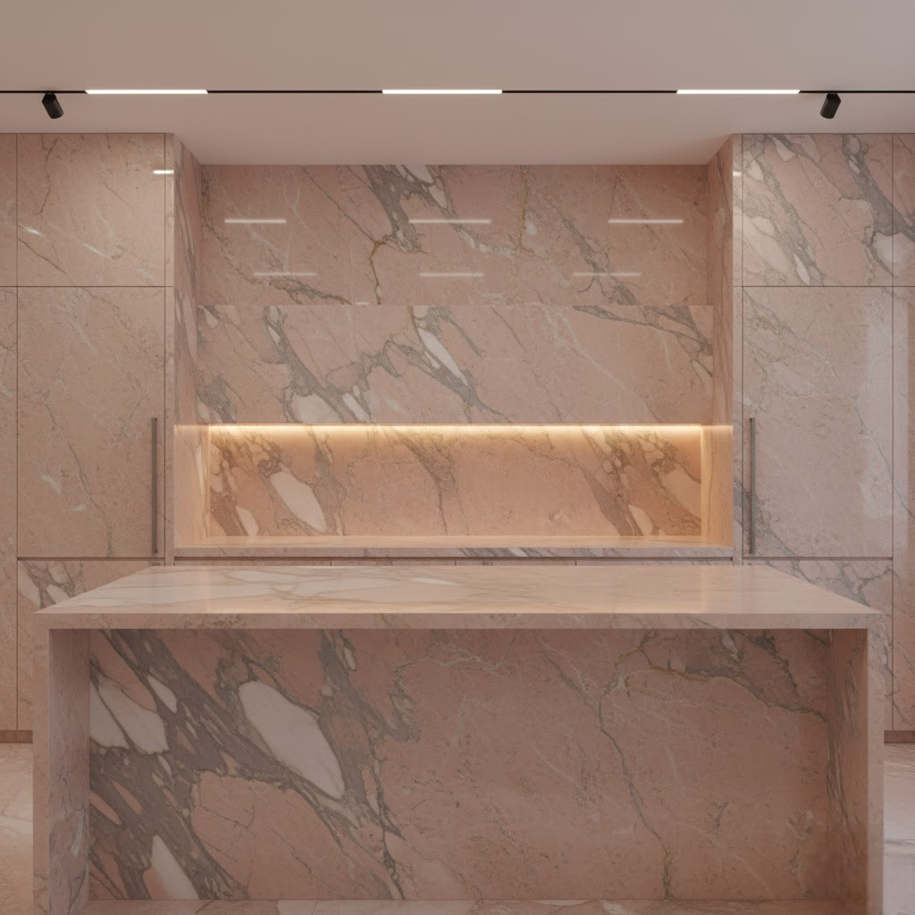 Pink Alaska quartzite Slab View 2